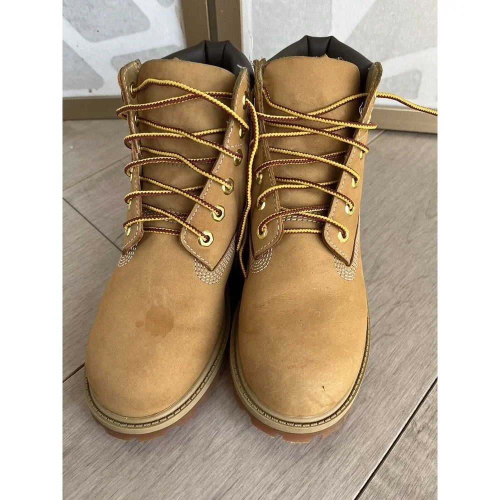 TIMBERLAND 6”PREMIUM CLASSIC Boots Big Boys Sz 2.5 Youth Nubuck Leather Chestnut